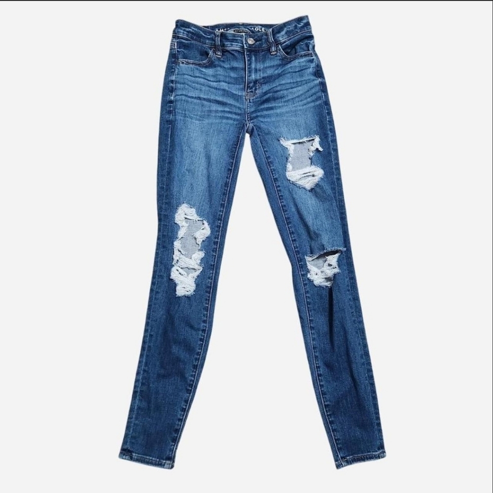 American Eagle Outfitters Ripped Blue Skinny Jeans